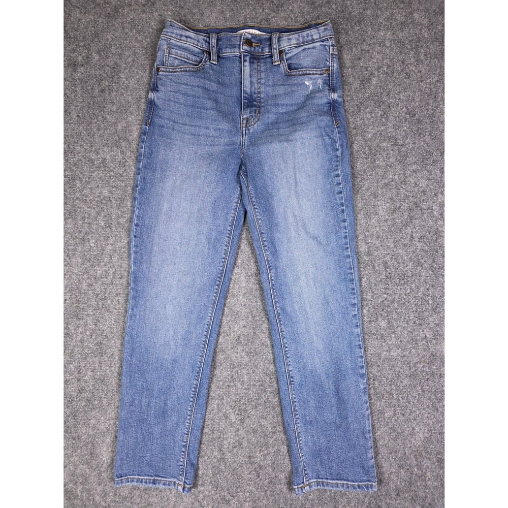 Eunina Jeans Womens 3/26 Blue Olsen Super High Rise Classic Straight Leg Denim